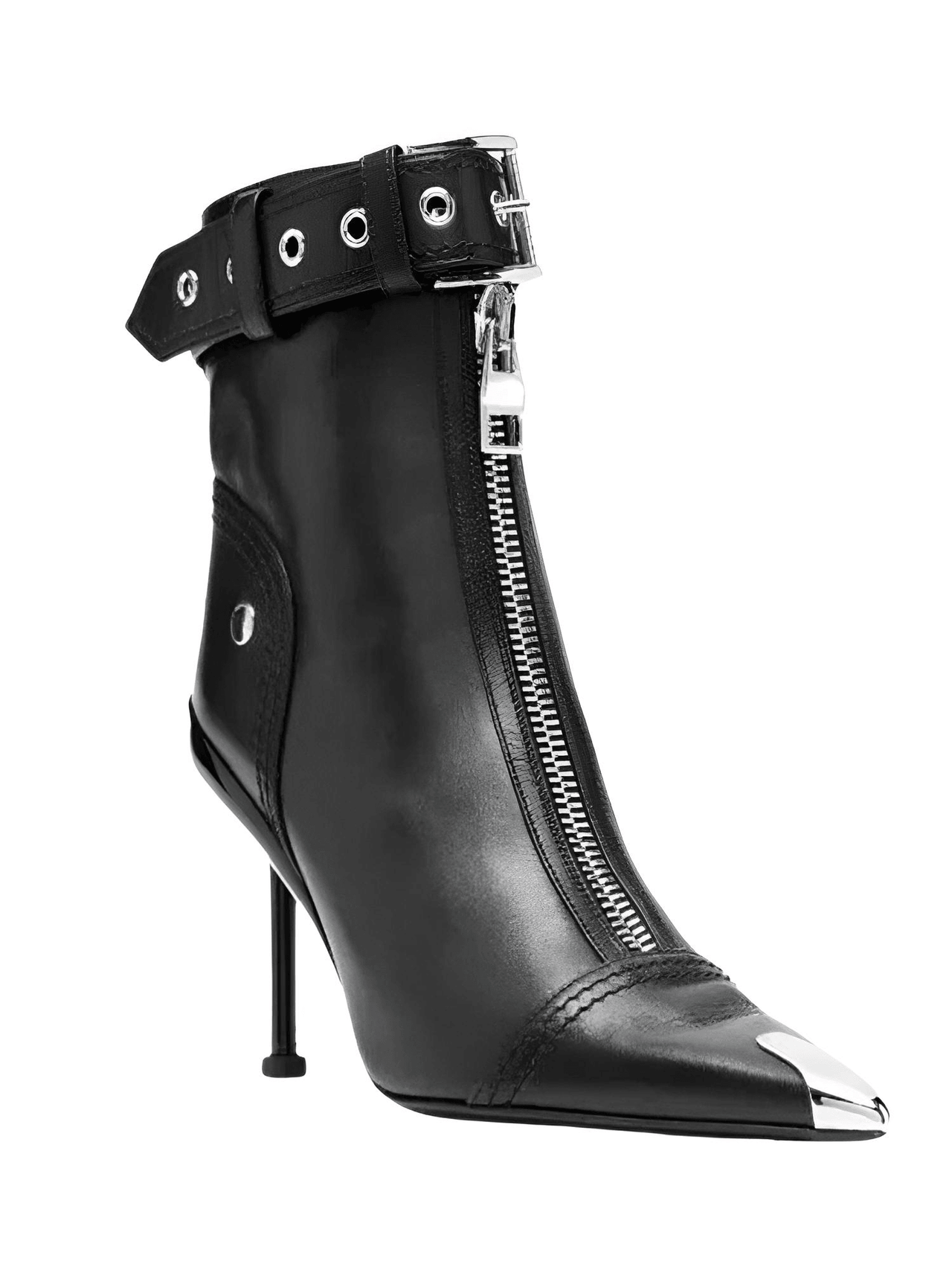 Belt Buckle Front Zipper High Fashion Short Boots Women's -, Shoes , Drestiny , Australia, Black, Boots, FR, Heels, High Heels, New Zealand, Red, Stilettos, United Kingdom, United States , Drestiny , www.shopdrestiny.com