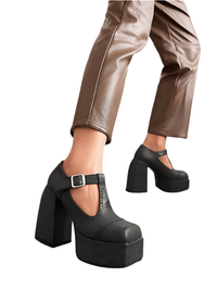 Thumbnail for Retro High Heel Thick Platform Pumps For Women -, Shoes , Drestiny , Apricot, Australia, Black, Brown, Canada, Chocolate, Heels, Light Brown, New Zealand, Pumps, Sandals, United Kingdom, United States , Drestiny , www.shopdrestiny.com