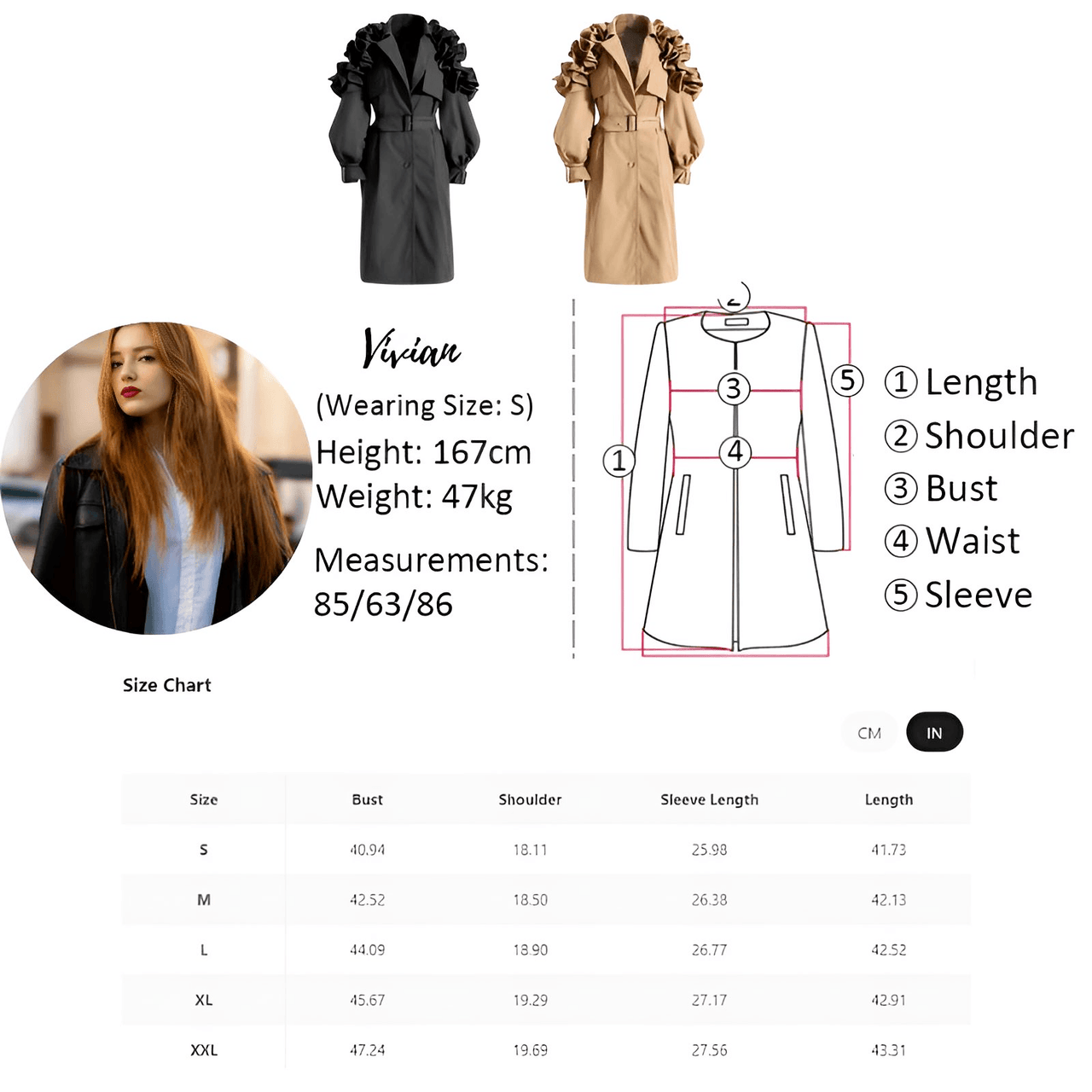 Black Khaki Long Trench Coat Women's Belt Elegant Chic Stylish Luxury Clothes Runway Fashion -, Coat , Drestiny , Australia, Black, Canada, Coats, Khaki, L, M, New Zealand, S, Trench Coats, United Kingdom, United States, XL, XXL , Drestiny , www.shopdrestiny.com