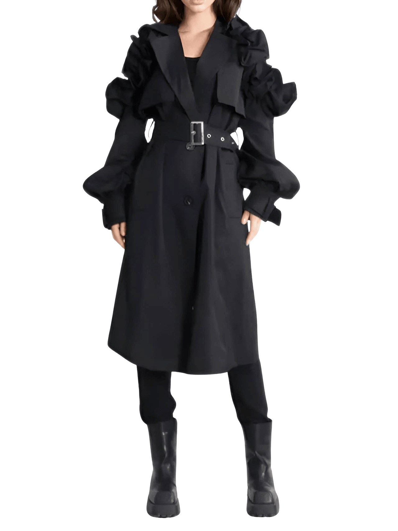 Black Khaki Long Trench Coat Women's Belt Elegant Chic Stylish Luxury Clothes Runway Fashion -, Coat , Drestiny , Australia, Black, Canada, Coats, Khaki, L, M, New Zealand, S, Trench Coats, United Kingdom, United States, XL, XXL , Drestiny , www.shopdrestiny.com
