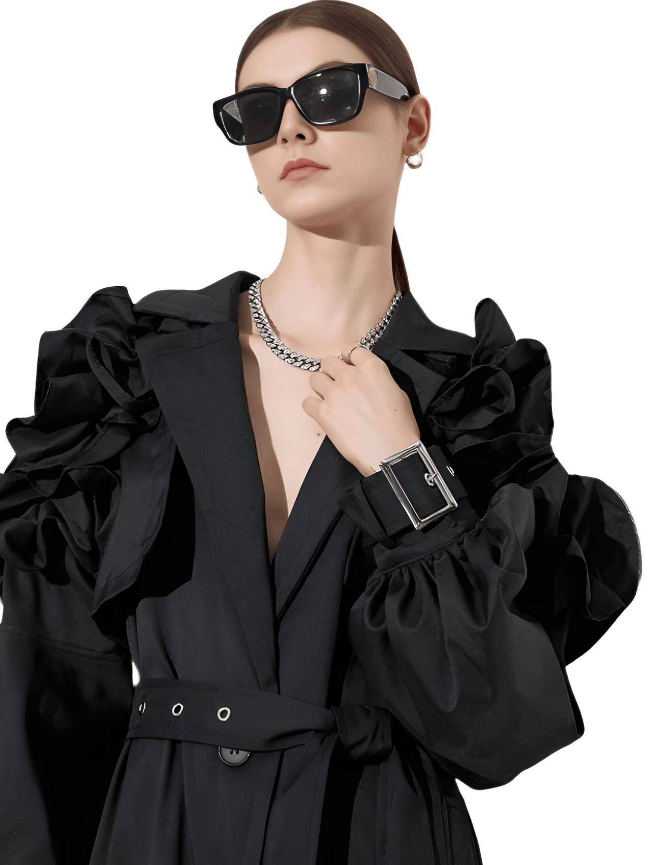 Black Khaki Long Trench Coat Women's Belt Elegant Chic Stylish Luxury Clothes Runway Fashion -, Coat , Drestiny , Australia, Black, Canada, Coats, Khaki, L, M, New Zealand, S, Trench Coats, United Kingdom, United States, XL, XXL , Drestiny , www.shopdrestiny.com