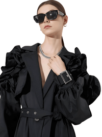 Thumbnail for Black Khaki Long Trench Coat Women's Belt Elegant Chic Stylish Luxury Clothes Runway Fashion -, Coat , Drestiny , Australia, Black, Canada, Coats, Khaki, L, M, New Zealand, S, Trench Coats, United Kingdom, United States, XL, XXL , Drestiny , www.shopdrestiny.com