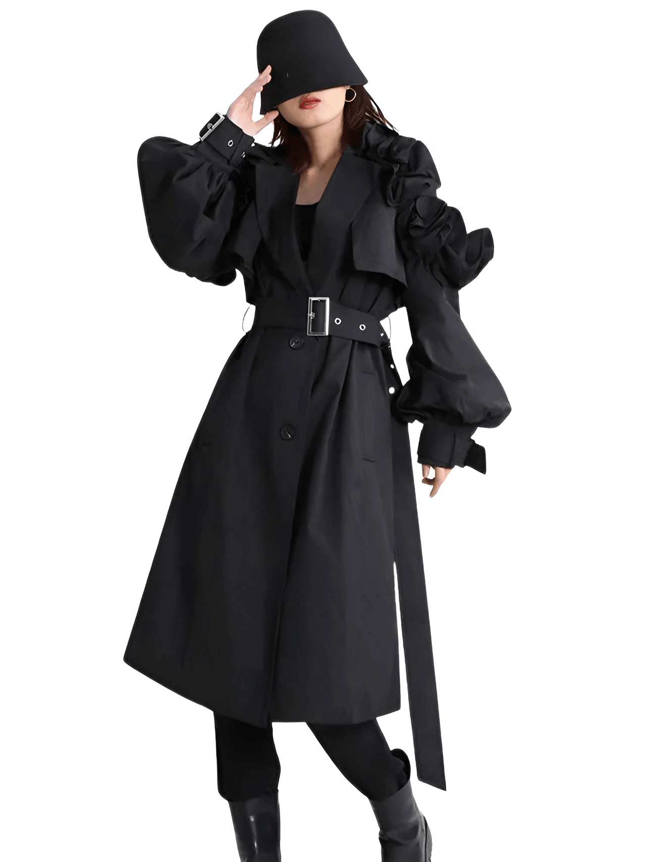 Black Khaki Long Trench Coat Women's Belt Elegant Chic Stylish Luxury Clothes Runway Fashion -, Coat , Drestiny , Australia, Black, Canada, Coats, Khaki, L, M, New Zealand, S, Trench Coats, United Kingdom, United States, XL, XXL , Drestiny , www.shopdrestiny.com