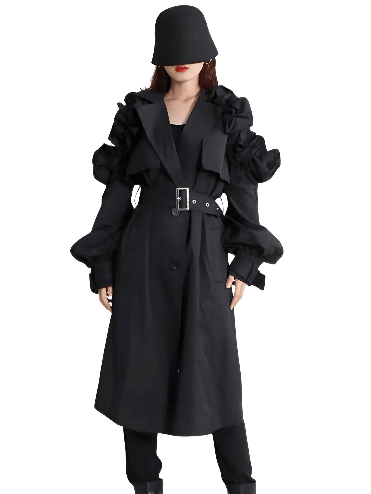 Black Khaki Long Trench Coat Women's Belt Elegant Chic Stylish Luxury Clothes Runway Fashion -, Coat , Drestiny , Australia, Black, Canada, Coats, Khaki, L, M, New Zealand, S, Trench Coats, United Kingdom, United States, XL, XXL , Drestiny , www.shopdrestiny.com