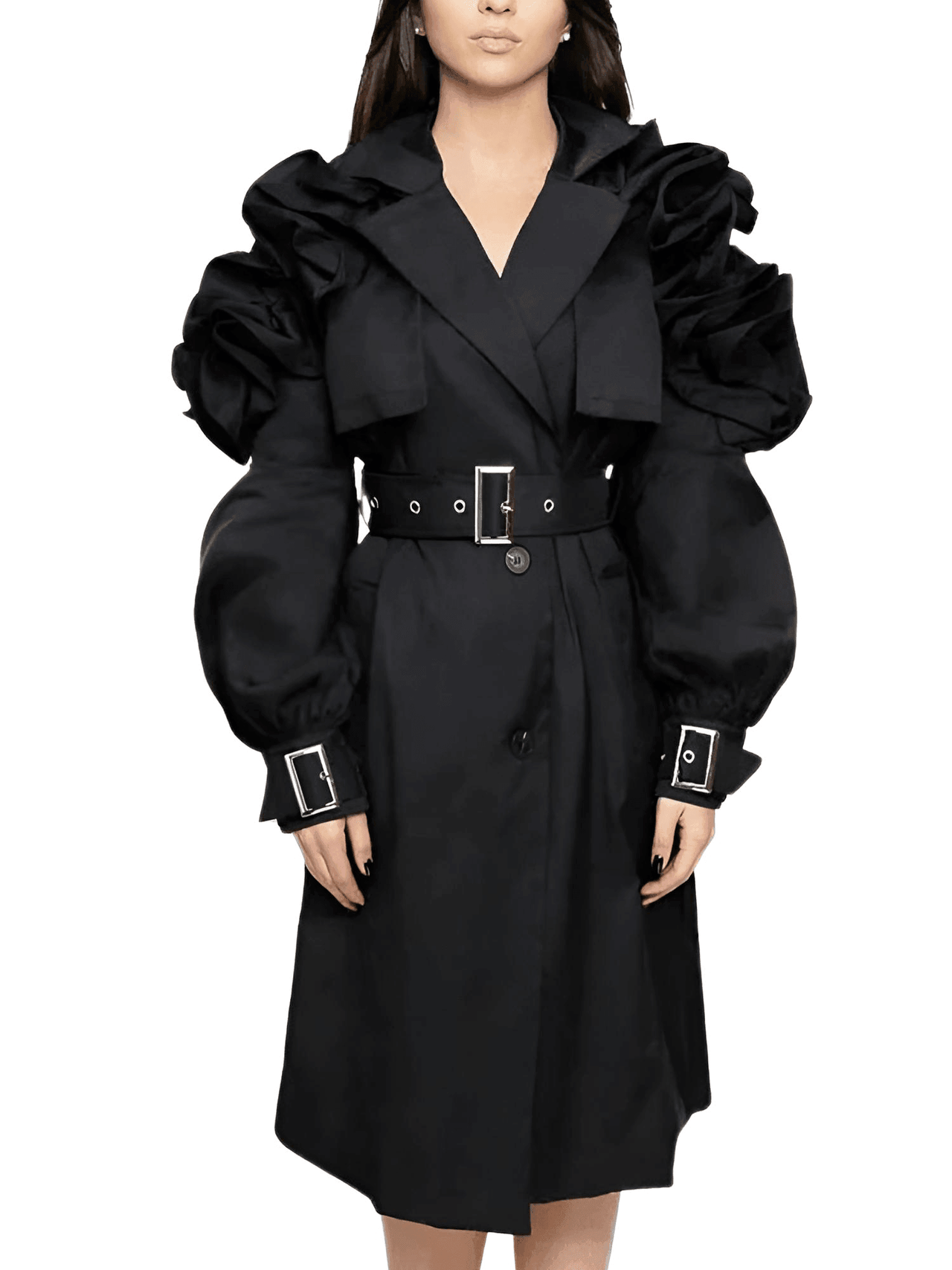 Black Khaki Long Trench Coat Women's Belt Elegant Chic Stylish Luxury Clothes Runway Fashion -, Coat , Drestiny , Australia, Black, Canada, Coats, Khaki, L, M, New Zealand, S, Trench Coats, United Kingdom, United States, XL, XXL , Drestiny , www.shopdrestiny.com