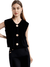 Thumbnail for Sleeveless Crop Sweater Vest Solid Loose Casual Sweater Vest Cable Knit Sweater Vest For Women -, Vests , Drestiny , Australia, Black, Brown, Canada, Cardigans, Dark Blue, Dark Brown, Green, L, Light Blue, M, Navy, New Zealand, Off White, Olive Green, Purple, Red, S, Sleeveless, Sweater Vests, Sweaters, United Kingdom, United States, Vests, White, Yellow , Drestiny , www.shopdrestiny.com