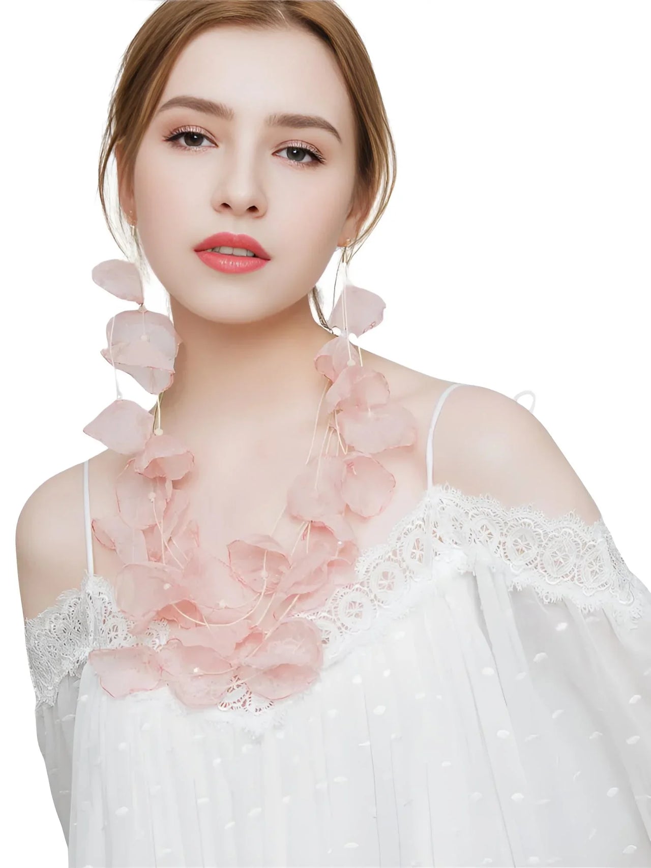 Boho-Chic Tulle Cloth Women's Flower Earrings - "Must Have*