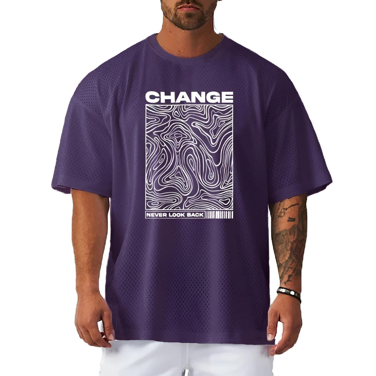 Change Never Look Back Print Oversized Gym T-Shirt Bodybuilding Muscle Short Sleeve Tops Men's Sport Fitness Shirt -, T-Shirts , Drestiny , Australia, Black, Canada, Casual Shirts, Gender_Men, Grey, L, M, New Zealand, Purple, Short Sleeves, T-Shirts, United Kingdom, United States, White, XL, XXL , Drestiny , www.shopdrestiny.com