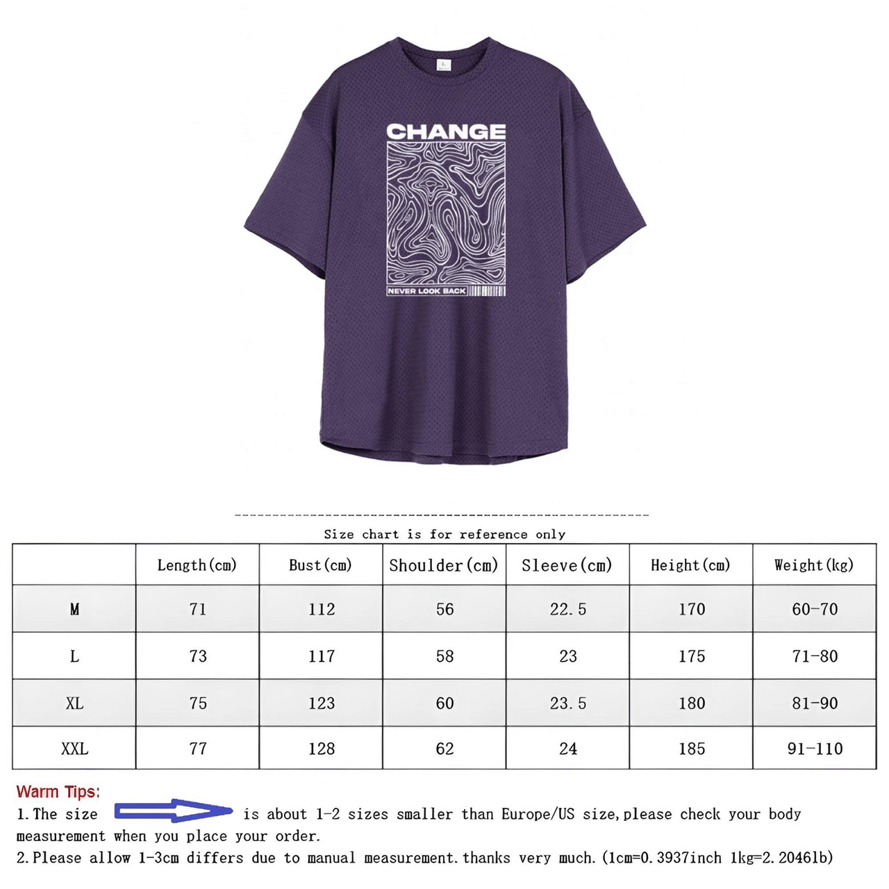 Change Never Look Back Print Oversized Gym T-Shirt Bodybuilding Muscle Short Sleeve Tops Men's Sport Fitness Shirt -, T-Shirts , Drestiny , Australia, Black, Canada, Casual Shirts, Gender_Men, Grey, L, M, New Zealand, Purple, Short Sleeves, T-Shirts, United Kingdom, United States, White, XL, XXL , Drestiny , www.shopdrestiny.com