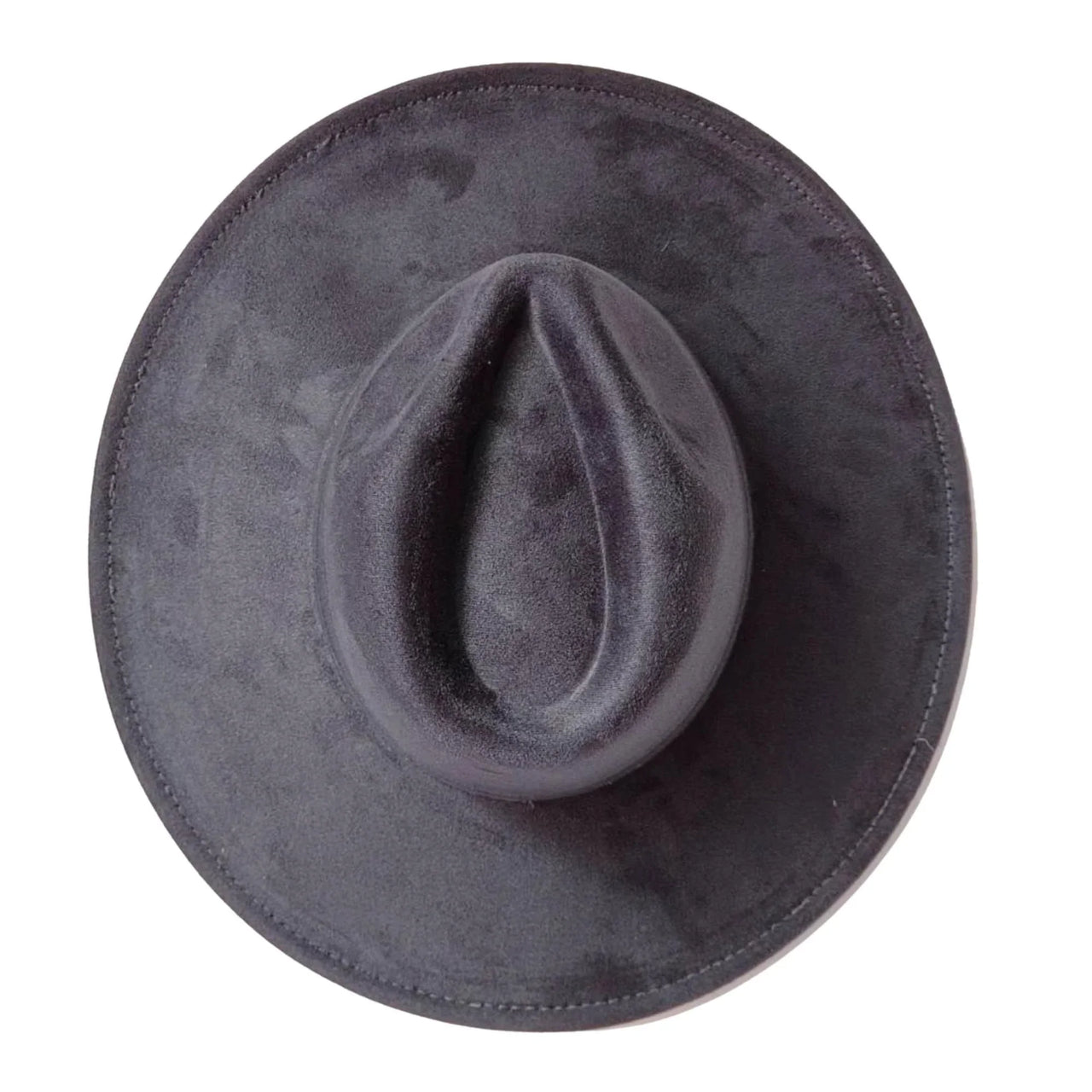 Dark gray wide-brimmed hat on a white background