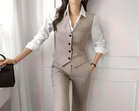 Thumbnail for Chic Business Suit Jacket Vest and Straight Pants Suit Set For Women -, Suits , Drestiny , Australia, Blazers, Canada, Dress Pants, Grey, Khaki, L, M, New Zealand, Pant Sets, Pant Suits, Pants Sets, S, Suits, United Kingdom, United States, Vests, XL , Drestiny , www.shopdrestiny.com