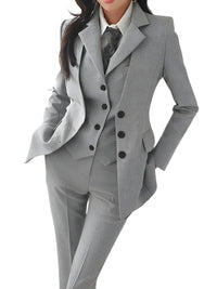 Thumbnail for Chic Business Suit Jacket Vest and Straight Pants Suit Set For Women -, Suits , Drestiny , Australia, Blazers, Canada, Dress Pants, Grey, Khaki, L, M, New Zealand, Pant Sets, Pant Suits, Pants Sets, S, Suits, United Kingdom, United States, Vests, XL , Drestiny , www.shopdrestiny.com