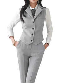Thumbnail for Chic Business Suit Jacket Vest and Straight Pants Suit Set For Women -, Suits , Drestiny , Australia, Blazers, Canada, Dress Pants, Grey, Khaki, L, M, New Zealand, Pant Sets, Pant Suits, Pants Sets, S, Suits, United Kingdom, United States, Vests, XL , Drestiny , www.shopdrestiny.com