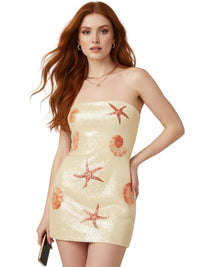 Thumbnail for Chic Strapless Sequin Mini Dress Women’s Summer Beach Style Sleeveless Party Dress Sexy Backless Lady Dress