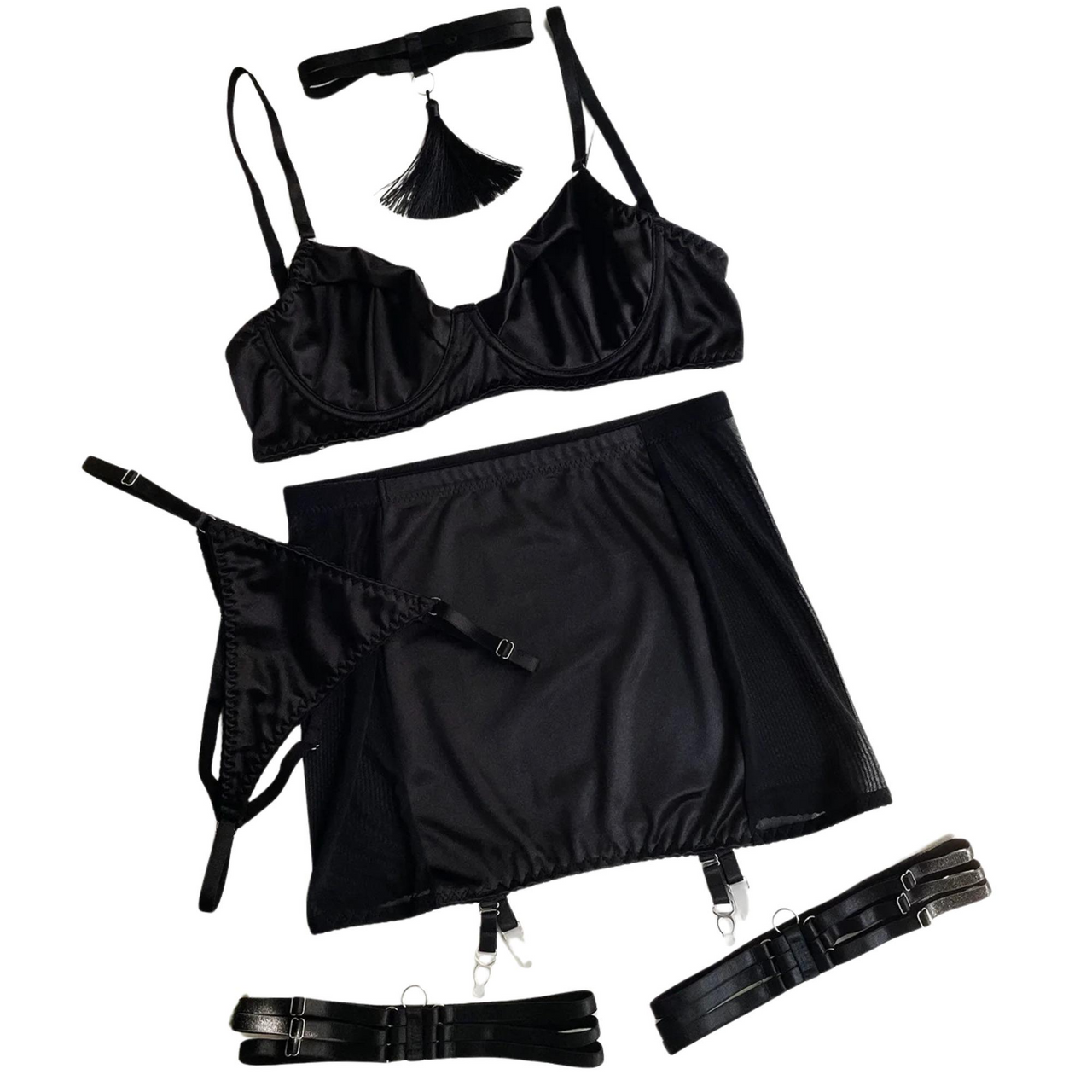 Satin Pajama Set Long Sleeve Belted Robe + Cami Top And Shorts Women's Sleepwear, Drestiny, Sets, Skirt Sets, Skirts, Bras, Bra & Underwear Sets, Chokers, Garter Belts, Red, Black, S, M, L, United States, USA, Canada, Australia, New Zealand, United Kingdom, sexy lingerie sets, lingerie sets for women, sexy lingerie sets uk, lingerie sets for women uk, sexy lingerie sets sale uk, shopdrestiny.com