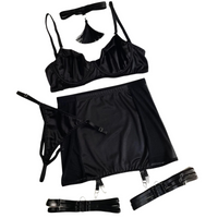 Thumbnail for Satin Pajama Set Long Sleeve Belted Robe + Cami Top And Shorts Women's Sleepwear, Drestiny, Sets, Skirt Sets, Skirts, Bras, Bra & Underwear Sets, Chokers, Garter Belts, Red, Black, S, M, L, United States, USA, Canada, Australia, New Zealand, United Kingdom, sexy lingerie sets, lingerie sets for women, sexy lingerie sets uk, lingerie sets for women uk, sexy lingerie sets sale uk, shopdrestiny.com