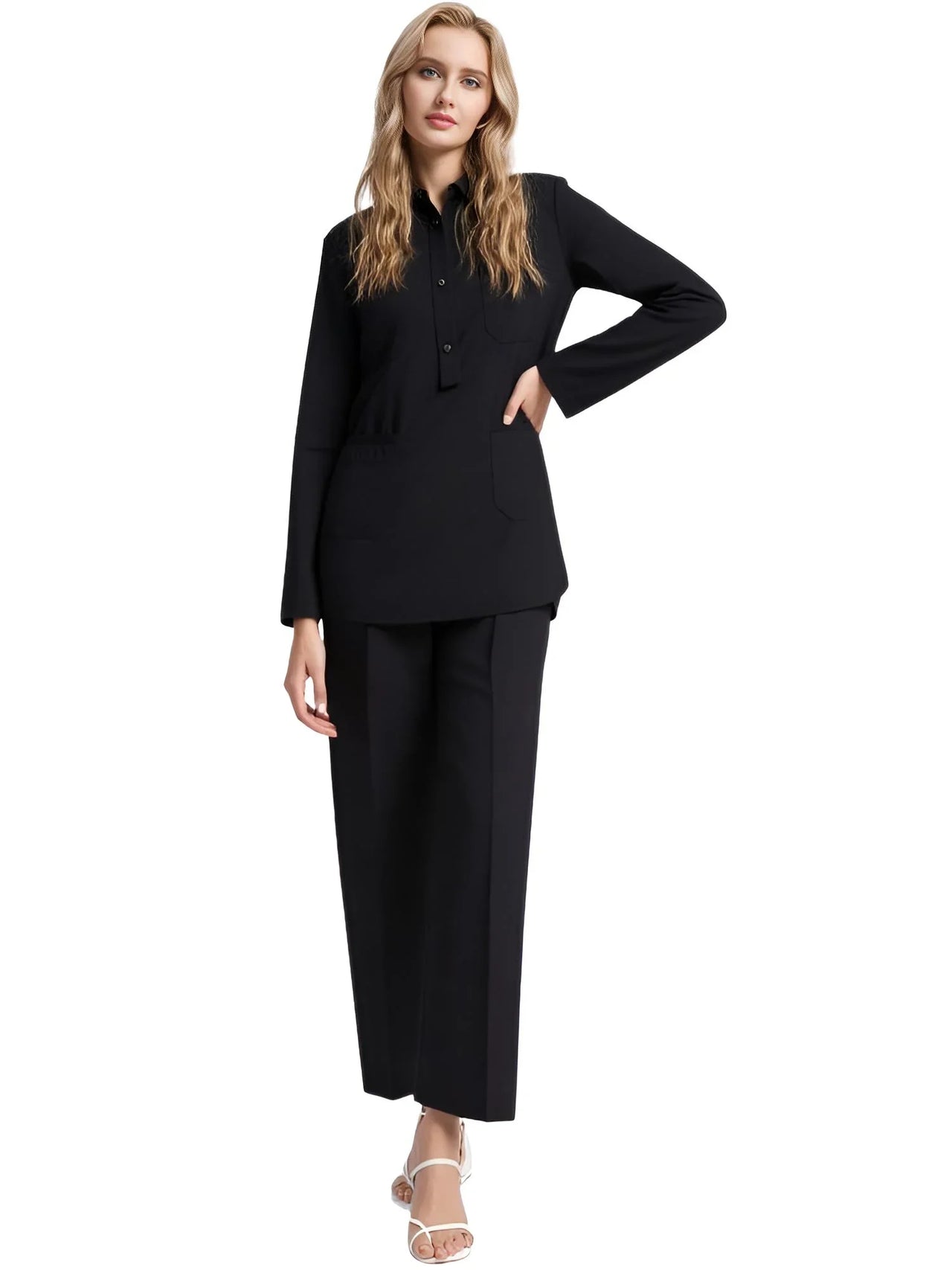Classic Formal Women's Straight Leg Pants Spring and Summer Versatile Casual Wear Loose Fit Office Wide Leg Pants, Drestiny, Grey, Apricot, Black, S, M, L, 4, 6, 8, 10, Casual Pants, Dress Pants, United States, USA, Canada, Australia, New Zealand, United Kingdom, UK, best women's straight leg pants, black women's straight leg pants, women's straight leg pants dressy, shopdrestiny.com