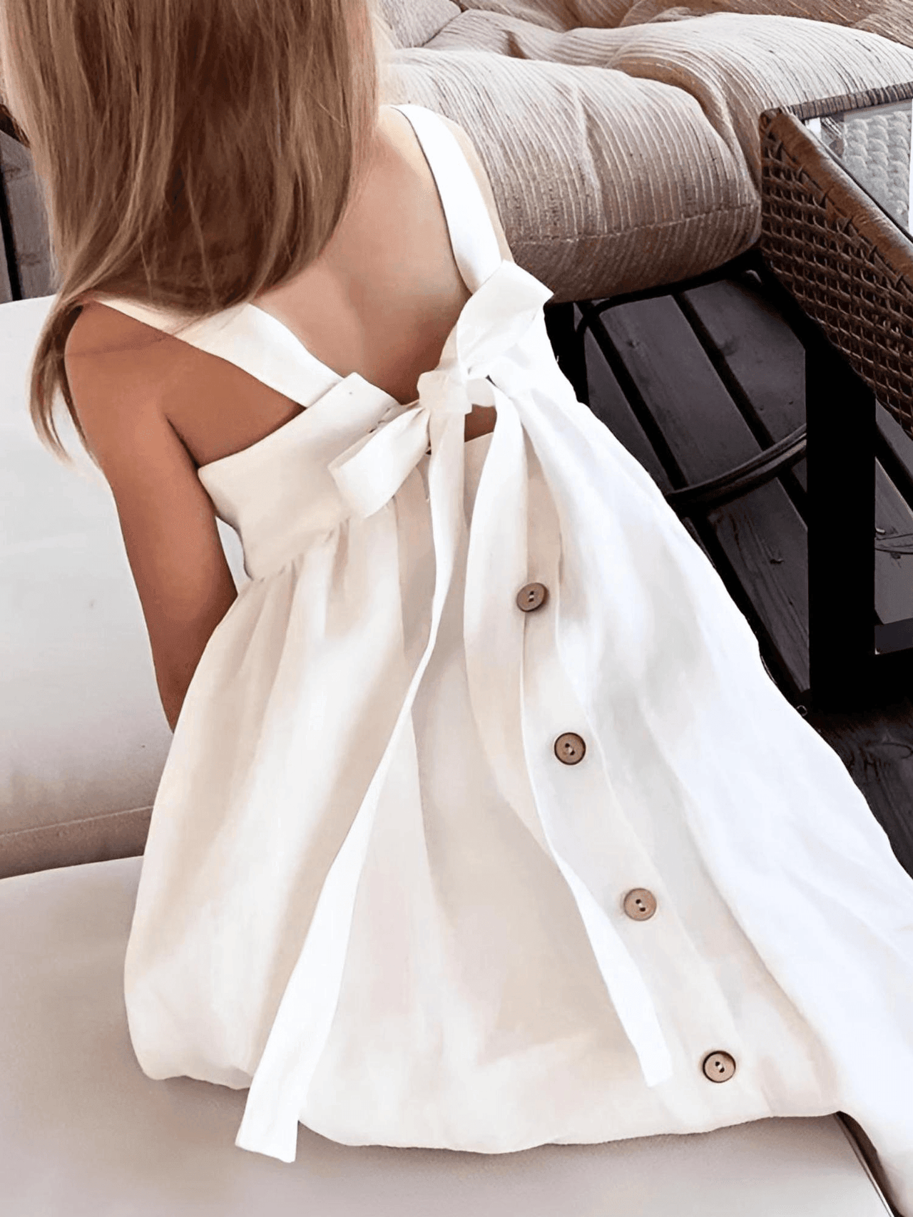 Cotton And Linen Girl's Sleeveless Suspender Dress With Adjustable Shoulder Straps -, Dress , Drestiny , Australia, Canada, Dresses, Girls, Green, Midi Dresses, New Zealand, Sleeveless, TD, United Kingdom, United States, White , Drestiny , www.shopdrestiny.com