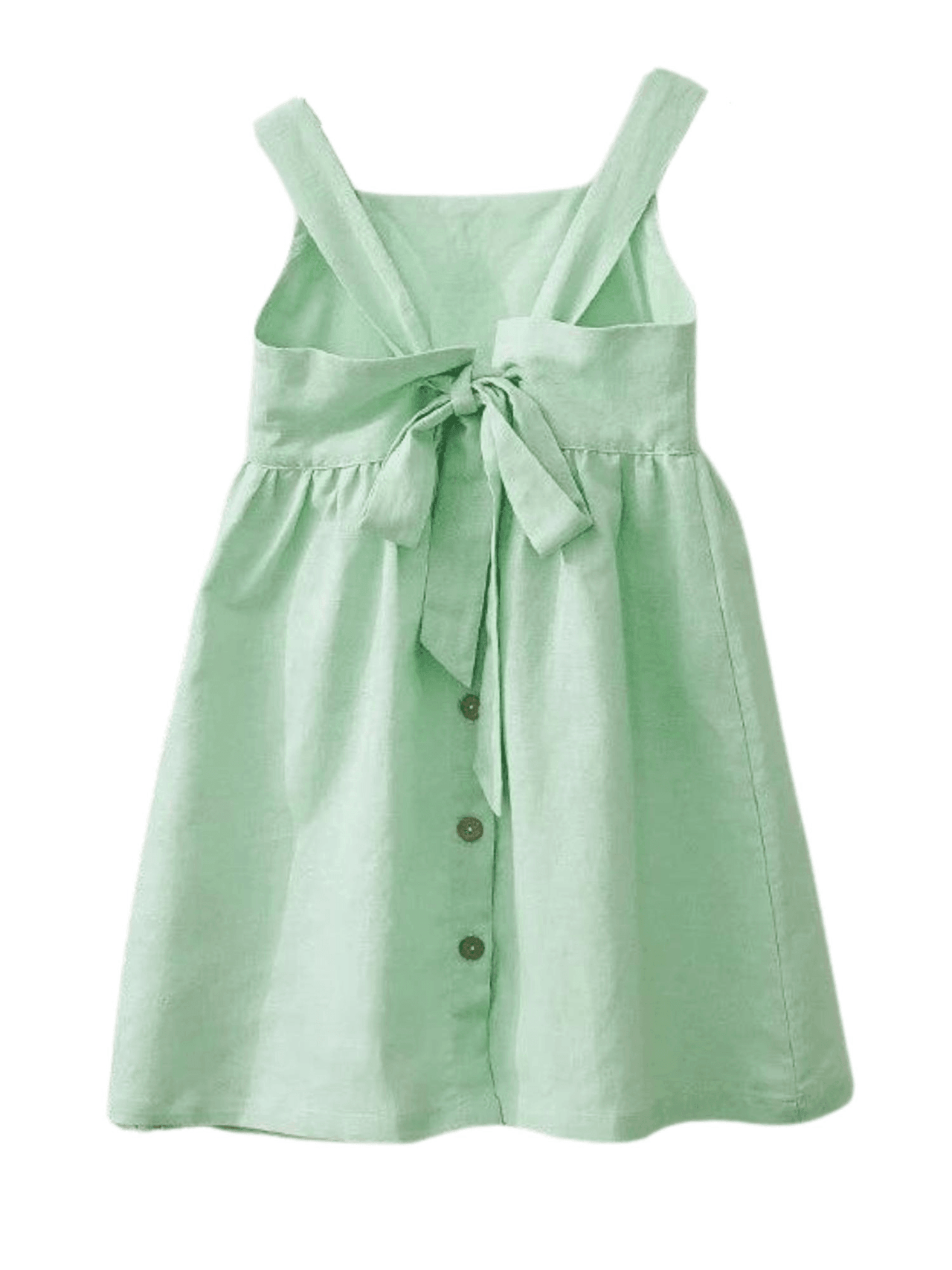 Cotton And Linen Girl's Sleeveless Suspender Dress With Adjustable Shoulder Straps -, Dress , Drestiny , Australia, Canada, Dresses, Girls, Green, Midi Dresses, New Zealand, Sleeveless, TD, United Kingdom, United States, White , Drestiny , www.shopdrestiny.com