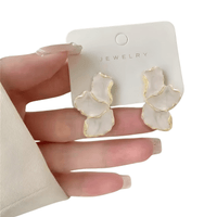 Thumbnail for Cream Epoxy Metal Flower Stud Earrings Women's Fashion Gold Color Plating Irregular Post Earrings Heavy Design Statement Earrings, Coral, Drestiny, Earrings, Gold, Cream, Trendy Accessories, Gender_Women, United States, USA, Canada, Australia, New Zealand, United Kingdom, Black, green, blue, UK, Metal flower stud earrings, gold flower stud earrings, Small metal flower earrings, cute metal flower studs, shopdrestiny.com