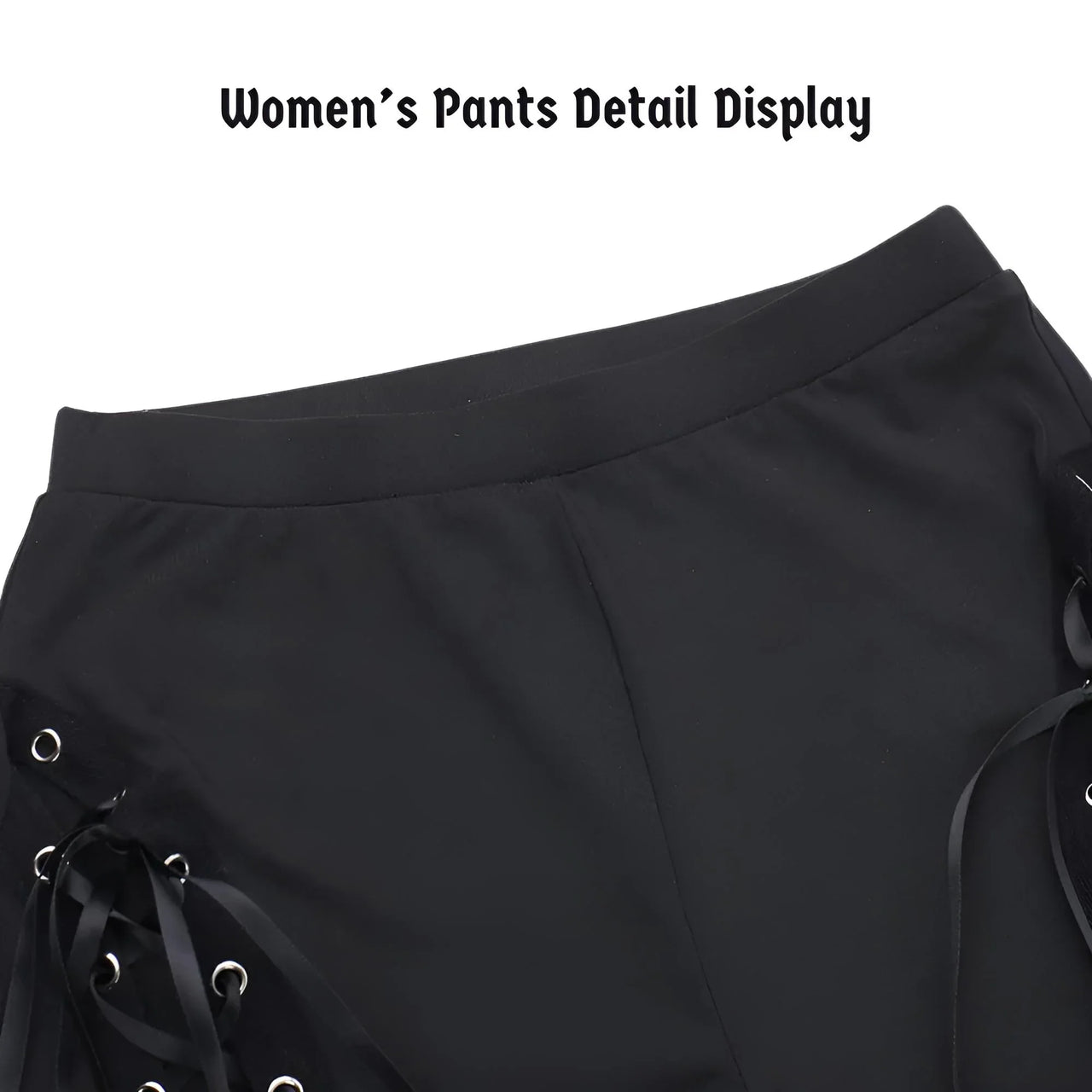 Dark Black Sexy Women's Flared Lace-Up Pants Cut Out Bell Bottom Tied Up High Waist Streetwear, Drestiny, Casual Pants, Y2K Pants, Trousers, Black, XS, S, M, L, XL, XXL, 2XL, 3XL, XXXL, United States, USA, Canada, Australia, New Zealand, United Kingdom, UK, Lace-up pants, women's flared trousers, Bell bottom pants with lace detail, Flared jeans with corset detail, shopdrestiny.com