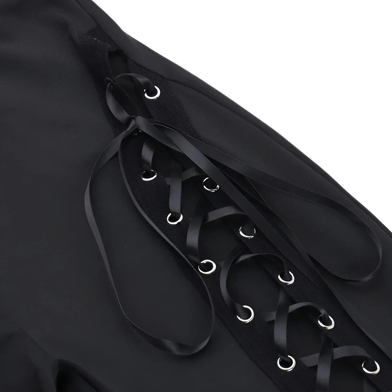 Dark Black Sexy Women's Flared Lace-Up Pants Cut Out Bell Bottom Tied Up High Waist Streetwear, Drestiny, Casual Pants, Y2K Pants, Trousers, Black, XS, S, M, L, XL, XXL, 2XL, 3XL, XXXL, United States, USA, Canada, Australia, New Zealand, United Kingdom, UK, Lace-up pants, women's flared trousers, Bell bottom pants with lace detail, Flared jeans with corset detail, shopdrestiny.com