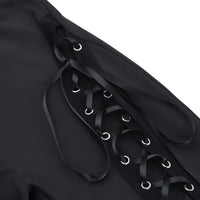 Thumbnail for Dark Black Sexy Women's Flared Lace-Up Pants Cut Out Bell Bottom Tied Up High Waist Streetwear, Drestiny, Casual Pants, Y2K Pants, Trousers, Black, XS, S, M, L, XL, XXL, 2XL, 3XL, XXXL, United States, USA, Canada, Australia, New Zealand, United Kingdom, UK, Lace-up pants, women's flared trousers, Bell bottom pants with lace detail, Flared jeans with corset detail, shopdrestiny.com