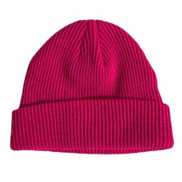 Thumbnail for Deep pink knit beanie on a white background