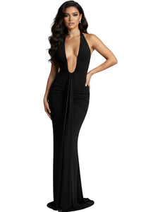 Thumbnail for Woman wearing a black evening gown on a white background