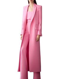 Thumbnail for Designer Custom-Made Women Suits Sets Fashion Long Blazer+Wide Leg Pants 2 Piece Elongated Jacket Formal Suit -, Outfit Sets , Drestiny , Blazers, Dress Pants, Jackets, Long Sleeves, Pant Sets, Pant Suits, Pink, Sets , Drestiny , www.shopdrestiny.com