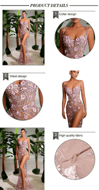 Thumbnail for Prom dress with detailed features like collar, waist, and fabric quality on a model.