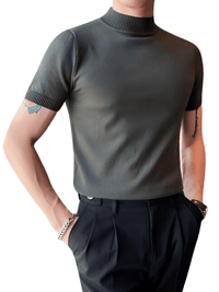Thumbnail for Short Sleeve Men's Mock Neck Shirt -, Turtlenecks , Drestiny , 4XL, Australia, Black, Blue, Bright Blue, Brown, Casual Shirts, Dark Blue, Dark Green, Dark Grey, Dress Shirts, FR, L, M, Navy, New Zealand, Red, Short Sleeves, T-Shirts, Tan, Turtlenecks, United Kingdom, United States, White, XL, XXL, XXXL, Yellow , Drestiny , www.shopdrestiny.com