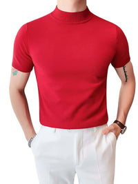 Thumbnail for Short Sleeve Men's Mock Neck Shirt -, Turtlenecks , Drestiny , 4XL, Australia, Black, Blue, Bright Blue, Brown, Casual Shirts, Dark Blue, Dark Green, Dark Grey, Dress Shirts, FR, L, M, Navy, New Zealand, Red, Short Sleeves, T-Shirts, Tan, Turtlenecks, United Kingdom, United States, White, XL, XXL, XXXL, Yellow , Drestiny , www.shopdrestiny.com