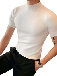Thumbnail for Short Sleeve Men's Mock Neck Shirt -, Turtlenecks , Drestiny , 4XL, Australia, Black, Blue, Bright Blue, Brown, Casual Shirts, Dark Blue, Dark Green, Dark Grey, Dress Shirts, FR, L, M, Navy, New Zealand, Red, Short Sleeves, T-Shirts, Tan, Turtlenecks, United Kingdom, United States, White, XL, XXL, XXXL, Yellow , Drestiny , www.shopdrestiny.com