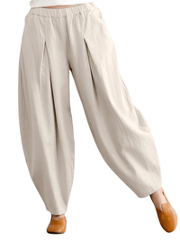 Thumbnail for Elastic Waist Trousers Women's Casual Baggy Pants Elegant Loose Wide Leg Pants Vintage Cotton -, Pants , Drestiny , 4XL, 5XL, Australia, Beige, Casual Pants, Dark Blue, Dark Orange, FR, L, M, Navy, New Zealand, Orange, S, United Kingdom, United States, XL, XXL, XXXL , Drestiny , www.shopdrestiny.com