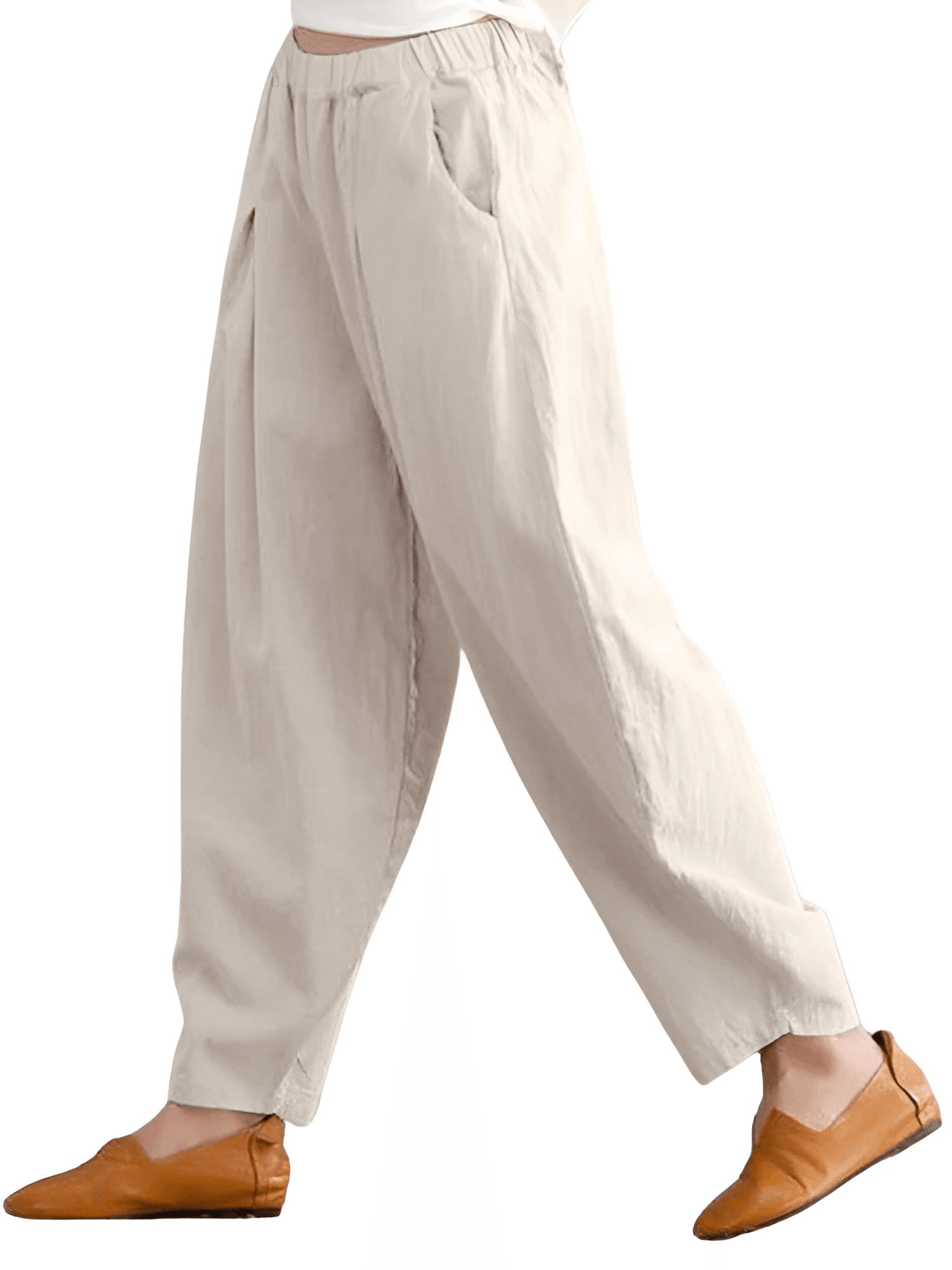 Elastic Waist Trousers Women's Casual Baggy Pants Elegant Loose Wide Leg Pants Vintage Cotton -, Pants , Drestiny , 4XL, 5XL, Australia, Beige, Casual Pants, Dark Blue, Dark Orange, FR, L, M, Navy, New Zealand, Orange, S, United Kingdom, United States, XL, XXL, XXXL , Drestiny , www.shopdrestiny.com
