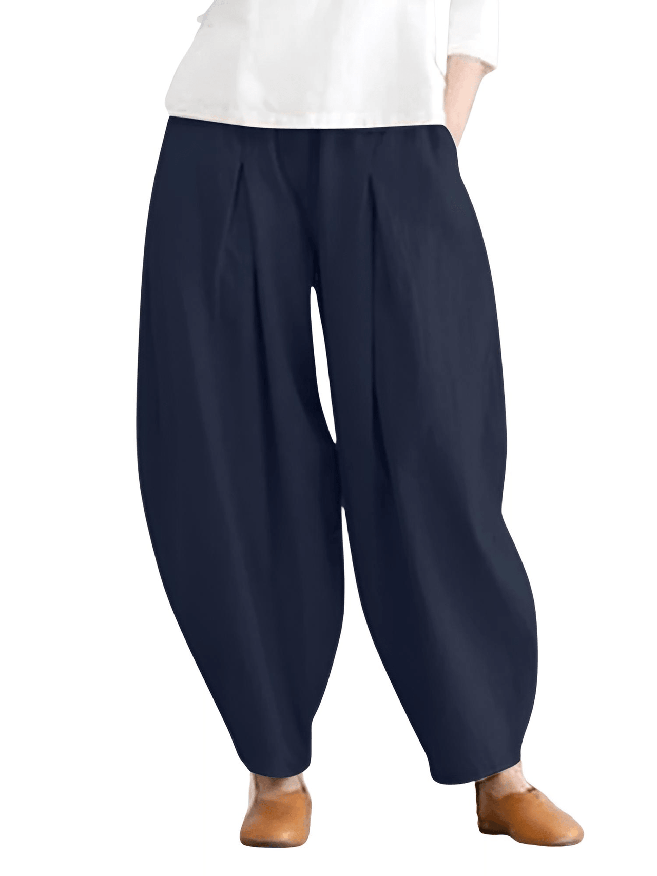 Elastic Waist Trousers Women's Casual Baggy Pants Elegant Loose Wide Leg Pants Vintage Cotton -, Pants , Drestiny , 4XL, 5XL, Australia, Beige, Casual Pants, Dark Blue, Dark Orange, FR, L, M, Navy, New Zealand, Orange, S, United Kingdom, United States, XL, XXL, XXXL , Drestiny , www.shopdrestiny.com