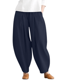 Thumbnail for Elastic Waist Trousers Women's Casual Baggy Pants Elegant Loose Wide Leg Pants Vintage Cotton -, Pants , Drestiny , 4XL, 5XL, Australia, Beige, Casual Pants, Dark Blue, Dark Orange, FR, L, M, Navy, New Zealand, Orange, S, United Kingdom, United States, XL, XXL, XXXL , Drestiny , www.shopdrestiny.com