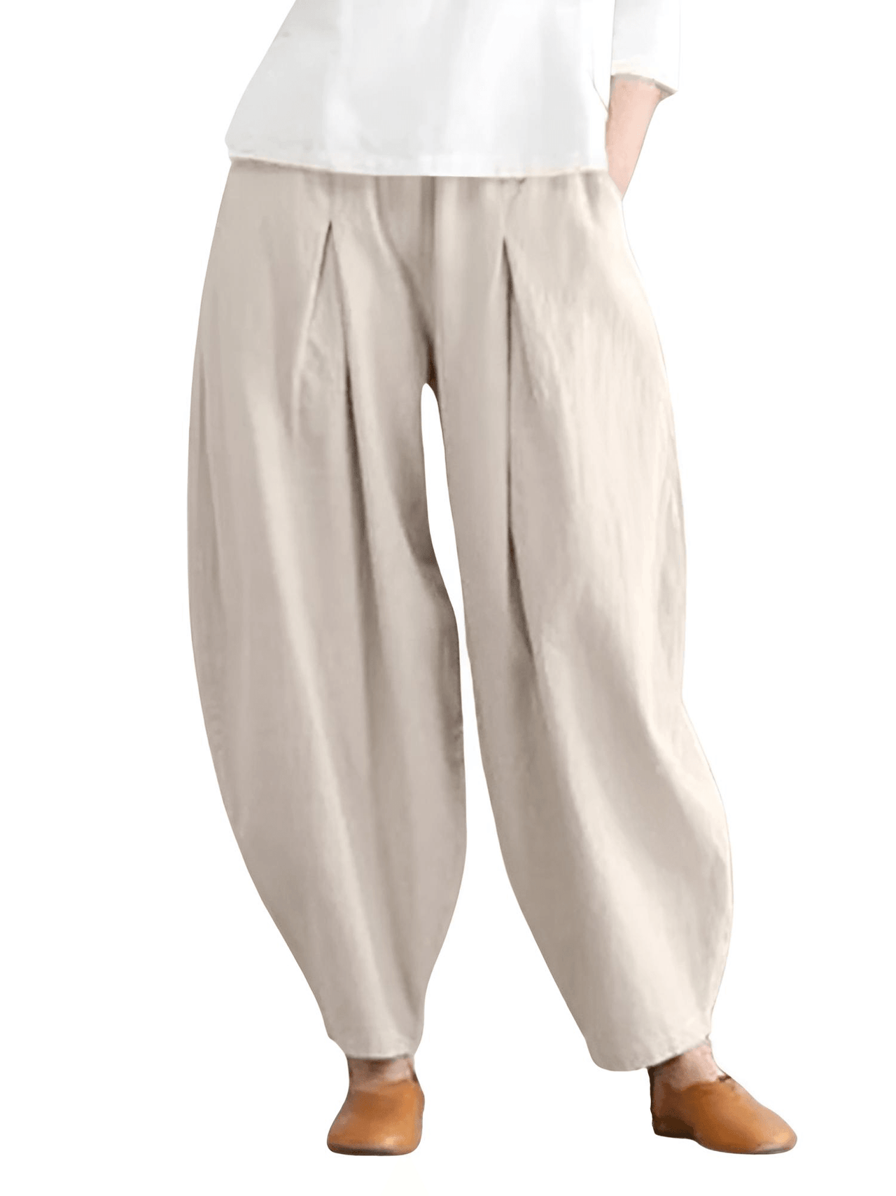 Elastic Waist Trousers Women's Casual Baggy Pants Elegant Loose Wide Leg Pants Vintage Cotton -, Pants , Drestiny , 4XL, 5XL, Australia, Beige, Casual Pants, Dark Blue, Dark Orange, FR, L, M, Navy, New Zealand, Orange, S, United Kingdom, United States, XL, XXL, XXXL , Drestiny , www.shopdrestiny.com