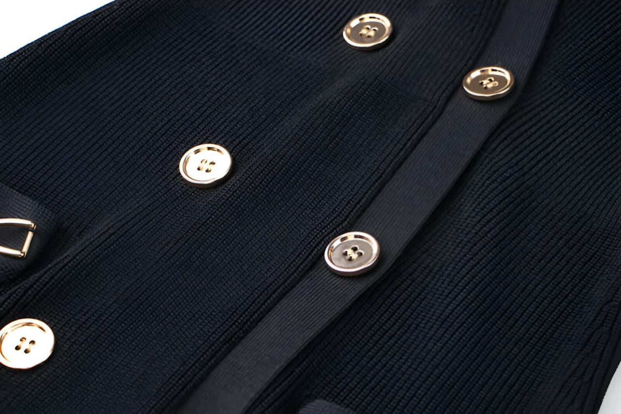 Elegant Women V-Neck Gold Chain Knit Dress -, Dresses , Drestiny , Australia, Black, Brown, Canada, Chocolate, FR, L, Light Blue, Long Sleeves, M, Mini Dresses, New Zealand, Red, S, United Kingdom, United States, White, XL , Drestiny , www.shopdrestiny.com