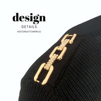 Thumbnail for Elegant Women V-Neck Gold Chain Knit Dress -, Dresses , Drestiny , Australia, Black, Brown, Canada, Chocolate, FR, L, Light Blue, Long Sleeves, M, Mini Dresses, New Zealand, Red, S, United Kingdom, United States, White, XL , Drestiny , www.shopdrestiny.com