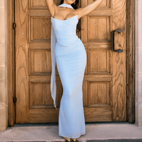 Thumbnail for Elegant 2 Piece Dress Set Women Fashion Matching Sets Sexy Cropped Top and Long Skirt Set Casual Dress, Drestiny, Red, Wine Red, Pink, Light Blue, Beige Floral, Sets, Skirt Sets, Crop Tops, Corsets, Sleeveless, Strapless, Off Shoulder, XS, S, M, L, United States, USA, Canada, Australia, New Zealand, matching skirt and top sets, trendy two piece skirt sets, skirt set outfits, summer skirt sets, co-ord skirt sets, shopdrestiny.com