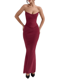 Thumbnail for Elegant 2 Piece Dress Set Women Fashion Matching Sets Sexy Cropped Top and Long Skirt Set Casual Dress, Drestiny, Red, Wine Red, Pink, Light Blue, Beige Floral, Sets, Skirt Sets, Crop Tops, Corsets, Sleeveless, Strapless, Off Shoulder, XS, S, M, L, United States, USA, Canada, Australia, New Zealand, matching skirt and top sets, trendy two piece skirt sets, skirt set outfits, summer skirt sets, co-ord skirt sets, shopdrestiny.com