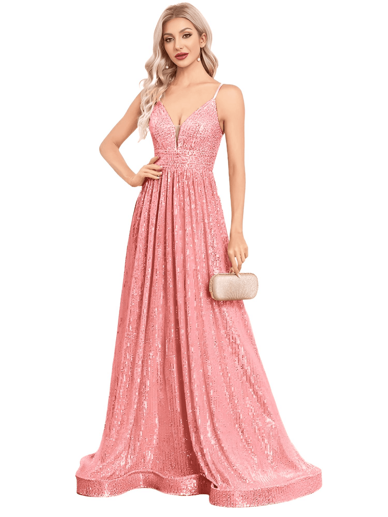 Elegant Deep V-Neck Sequin Evening Gown For Women -, Dress , Drestiny , 10, 12, 14, 16, 18, 20, 22, 4, 6, 8, Australia, Black, Blue, Canada, Champagne, Dark Blue, Dark Green, Dark Red, Deep Pink, Fuchsia, Grey, Maxi Dresses, Midnight Blue, Mint Green, New Zealand, Pink, Royal Blue, Sleeveless, United Kingdom, United States, Wine Red , Drestiny , www.shopdrestiny.com