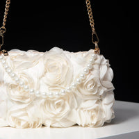 Thumbnail for Elegant Rose Flower Dinner Bag Faux Pearl Handbag Metal Chain Crossbody Bag, Drestiny, Handbags, Purses, United States, Canada, Australia, New Zealand, United Kingdom, Flower Handbags, Floral Handbags, Small flower handbags, flower handbags for women, Pink, Purple, Pink Handbags, Purple Handbags, Lavender, Ivory, White, shopdrestiny.com