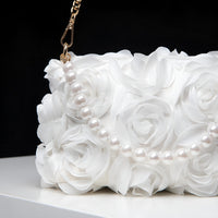 Thumbnail for Elegant Rose Flower Dinner Bag Faux Pearl Handbag Metal Chain Crossbody Bag, Drestiny, Handbags, Purses, United States, Canada, Australia, New Zealand, United Kingdom, Flower Handbags, Floral Handbags, Small flower handbags, flower handbags for women, Pink, Purple, Pink Handbags, Purple Handbags, Lavender, Ivory, White, shopdrestiny.com