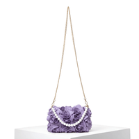 Thumbnail for Elegant Rose Flower Dinner Bag Faux Pearl Handbag Metal Chain Crossbody Bag, Drestiny, Handbags, Purses, United States, Canada, Australia, New Zealand, United Kingdom, Flower Handbags, Floral Handbags, Small flower handbags, flower handbags for women, Pink, Purple, Pink Handbags, Purple Handbags, Lavender, Ivory, White, shopdrestiny.com