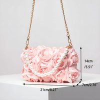 Thumbnail for Elegant Rose Flower Dinner Bag Faux Pearl Handbag Metal Chain Crossbody Bag, Drestiny, Handbags, Purses, United States, Canada, Australia, New Zealand, United Kingdom, Flower Handbags, Floral Handbags, Small flower handbags, flower handbags for women, Pink, Purple, Pink Handbags, Purple Handbags, Lavender, Ivory, White, shopdrestiny.com