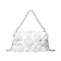 Thumbnail for Elegant Rose Flower Dinner Bag Faux Pearl Handbag Metal Chain Crossbody Bag, Drestiny, Handbags, Purses, United States, Canada, Australia, New Zealand, United Kingdom, Flower Handbags, Floral Handbags, Small flower handbags, flower handbags for women, Pink, Purple, Pink Handbags, Purple Handbags, Lavender, Ivory, White, shopdrestiny.com