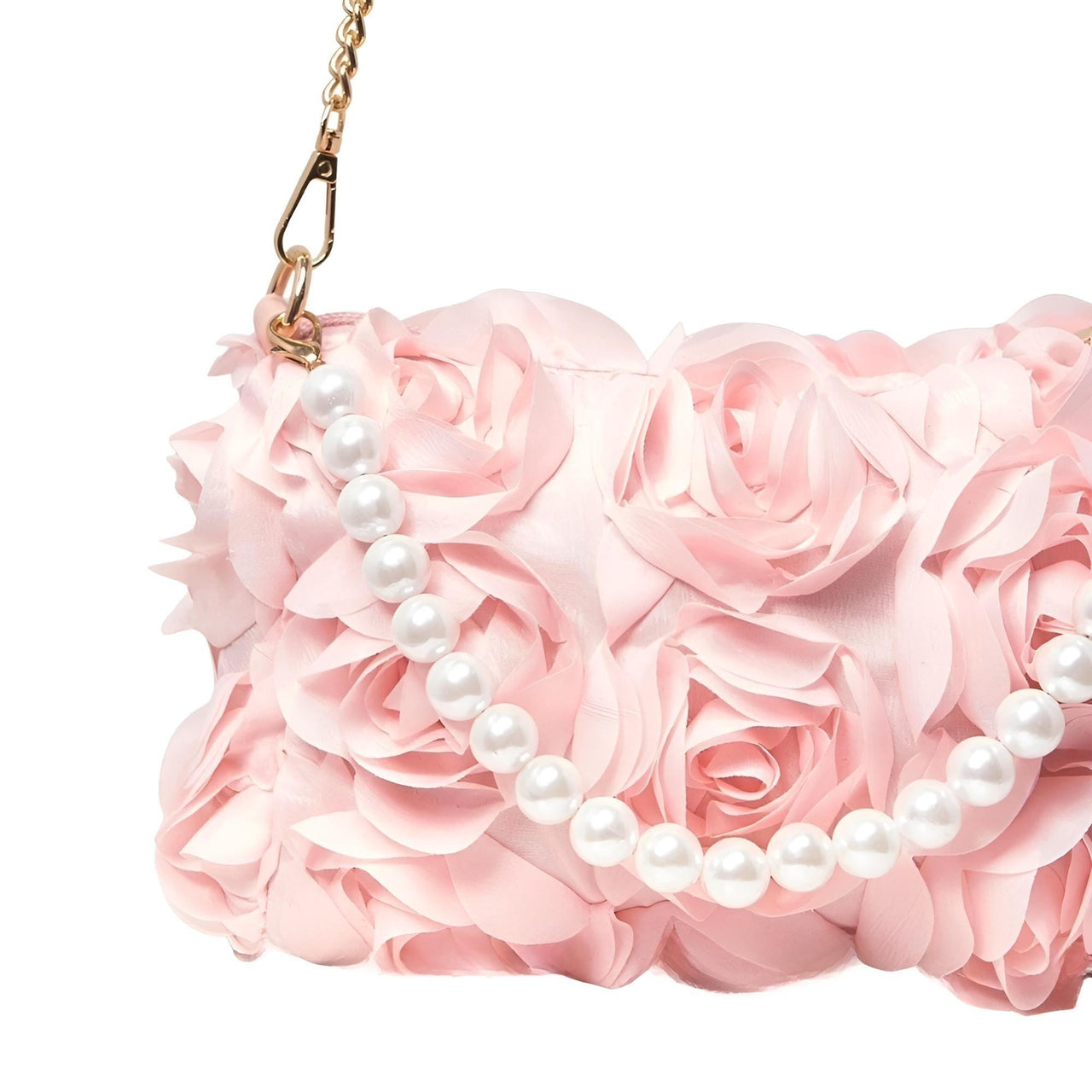 Elegant Rose Flower Dinner Bag Faux Pearl Handbag Metal Chain Crossbody Bag, Drestiny, Handbags, Purses, United States, Canada, Australia, New Zealand, United Kingdom, Flower Handbags, Floral Handbags, Small flower handbags, flower handbags for women, Pink, Purple, Pink Handbags, Purple Handbags, Lavender, Ivory, White, shopdrestiny.com